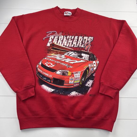Chase Authentic Vintage Dale Earnhardt Jr NASCAR Budweiser red sweatshirt Large - Picture 1 of 8